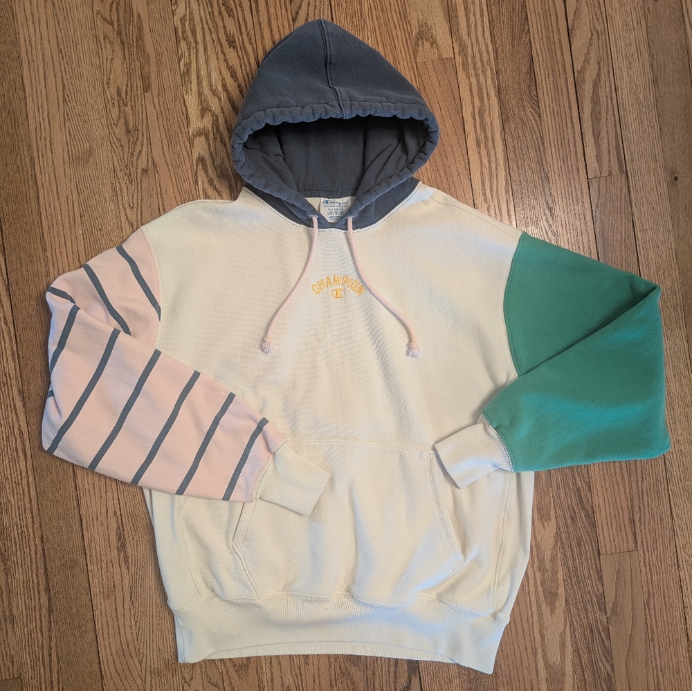 Champion Reverse Weave Colorblock Sweatshirt Hooded Size XL